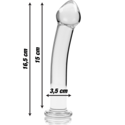 SERIE NEBULA DE IBIZA - MODELO 11 DILDO DE VIDRIO DE BOROSILICATO TRANSPARENTE 16 CM -O- 3 CM