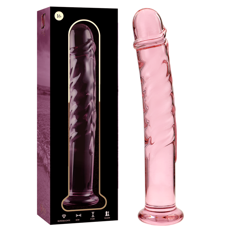 SERIE NEBULA DE IBIZA - MODELO 16 DILDO DE VIDRIO DE BOROSILICATO ROSA 18,5 CM -O- 3 CM