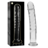 SERIE NEBULA DE IBIZA - MODELO 16 DILDO DE VIDRIO DE BOROSILICATO TRANSPARENTE 18,5 CM -O- 3 CM