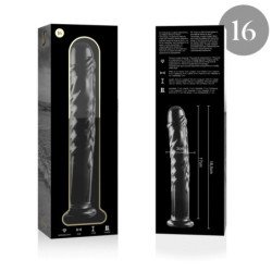 SERIE NEBULA DE IBIZA - MODELO 16 DILDO DE VIDRIO DE BOROSILICATO TRANSPARENTE 18,5 CM -O- 3 CM