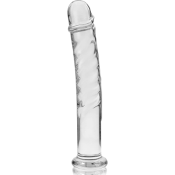 SERIE NEBULA DE IBIZA - MODELO 16 DILDO DE VIDRIO DE BOROSILICATO TRANSPARENTE 18,5 CM -O- 3 CM