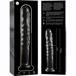 SERIE NEBULA DE IBIZA - MODELO 16 DILDO DE VIDRIO DE BOROSILICATO TRANSPARENTE 18,5 CM -O- 3 CM