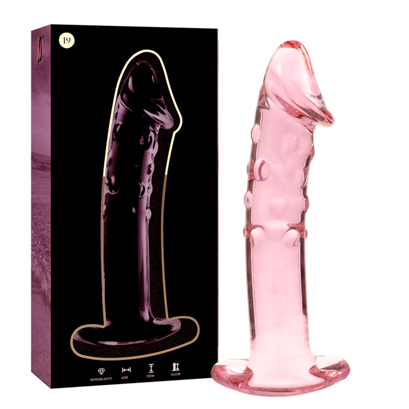SERIE NEBULA DE IBIZA - MODELO 19 DILDO DE VIDRIO DE BOROSILICATO ROSA 18,5 CM -O- 4 CM