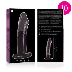 SERIE NEBULA DE IBIZA - MODELO 19 DILDO DE VIDRIO DE BOROSILICATO ROSA 18,5 CM -O- 4 CM