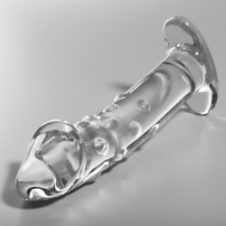 SERIE NEBULA DE IBIZA - MODELO 19 DILDO DE VIDRIO DE BOROSILICATO TRANSPARENTE 18,5 CM -O- 4 CM