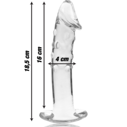 SERIE NEBULA DE IBIZA - MODELO 19 DILDO DE VIDRIO DE BOROSILICATO TRANSPARENTE 18,5 CM -O- 4 CM