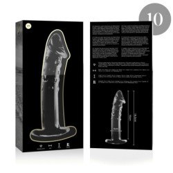 SERIE NEBULA DE IBIZA - MODELO 19 DILDO DE VIDRIO DE BOROSILICATO TRANSPARENTE 18,5 CM -O- 4 CM
