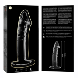SERIE NEBULA DE IBIZA - MODELO 19 DILDO DE VIDRIO DE BOROSILICATO TRANSPARENTE 18,5 CM -O- 4 CM