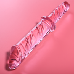 SERIE NEBULA DE IBIZA - MODELO 24 DILDO DE VIDRIO DE BOROSILICATO ROSA 28,5 CM -O- 5 CM