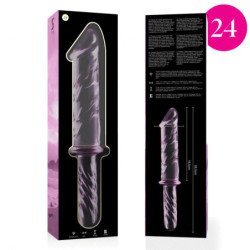 SERIE NEBULA DE IBIZA - MODELO 24 DILDO DE VIDRIO DE BOROSILICATO ROSA 28,5 CM -O- 5 CM