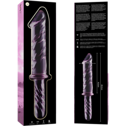 SERIE NEBULA DE IBIZA - MODELO 24 DILDO DE VIDRIO DE BOROSILICATO ROSA 28,5 CM -O- 5 CM
