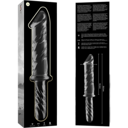SERIE NEBULA DE IBIZA - MODELO 24 DILDO DE VIDRIO DE BOROSILICATO TRANSPARENTE 28,5 CM -O- 5 CM