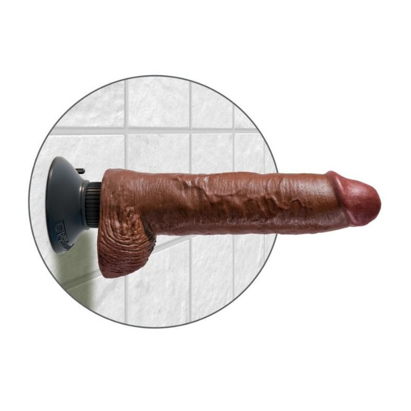 KING COCK - PENE VIBRADOR DE 25,5 CM CON TESTÍCULOS MARRÓN