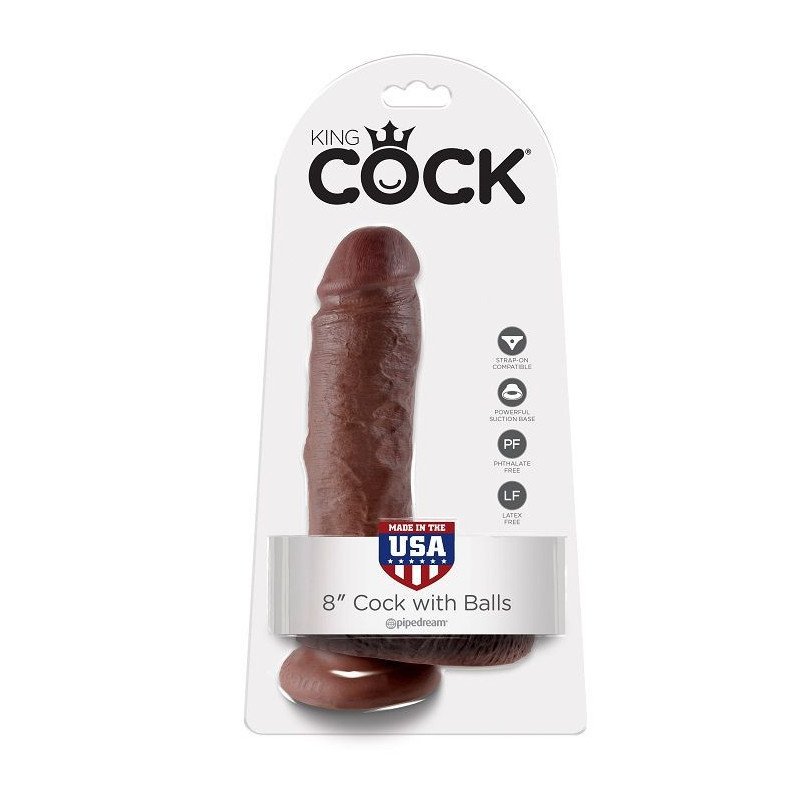 KING COCK - 8" PENE REALÍSTICO MARRÓN 20.3 CM