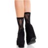 LEG AVENUE - CALCETINES DE ENCAJE NEGRO CON LAZO
