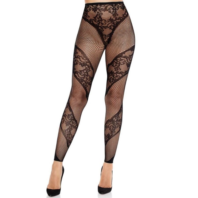 LEG AVENUE - MEDIAS SIN PIE DE ENCAJE Y TRANSPARENTES NEGRAS