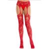 LEG AVENUE - MEDIAS DE ENCAJE CON LIGUEROS ROJOS