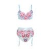 SUBBLIME - 957650 CONJUNTO SUJETADOR Y LIGUERO CON BORDADOS DE FLORES ROSAS L/XL