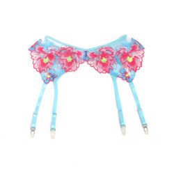SUBBLIME - 957650 CONJUNTO SUJETADOR Y LIGUERO CON BORDADOS DE FLORES ROSAS L/XL