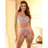 SUBBLIME - 957650 CONJUNTO SUJETADOR Y LIGUERO CON BORDADOS DE FLORES ROSAS L/XL