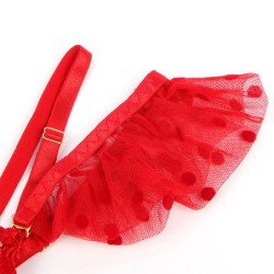 SUBBLIME - 957513 CONJUNTO SUJETADOR Y LIGA DE ENCAJE ROJO L/XL