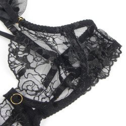 SUBBLIME - 957490 CONJUNTO SUJETADOR Y LIGA DE ENCAJE NEGRO L/XL