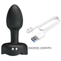 PRETTY LOVE - TAPÓN ANAL OLMAN CON LUZ LED NEGRO 8,8 CM