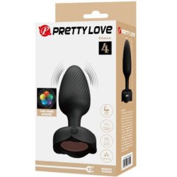 PRETTY LOVE - TAPÓN ANAL OLMAN CON LUZ LED NEGRO 8,8 CM