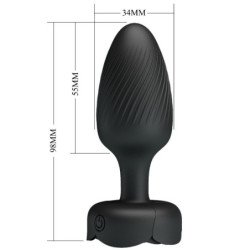 PRETTY LOVE - Tapón anal OSBORN con luz LED, negro, 9,8 cm