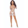 PASIÓN - BODY STOCKING BLANCO CON MALLA BS108