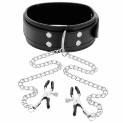 OSCURIDAD - COLLAR CON PINZAS PARA PEZONES NEGRO