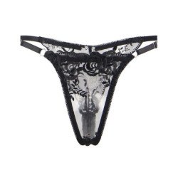 SUBBLIME - 945244 SUJETADOR + PANTIES CON LIGUERO DISEÑO FLORAL NEGRO L/XL
