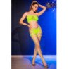 CHILIROSE - CR 4866 CONJUNTO DE TOP Y PANTALÓN CORTO VERDE NEÓN TALLA S/M