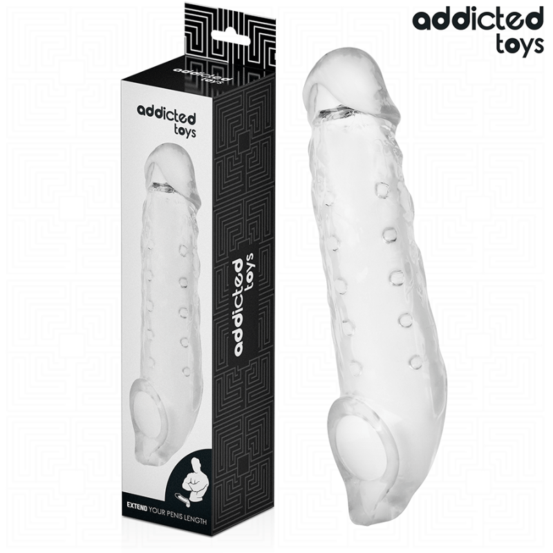 JUGUETES PARA ADICTOS - EXTENSIÓN DE PENE TRANSPARENTE TALLA S 23 CM