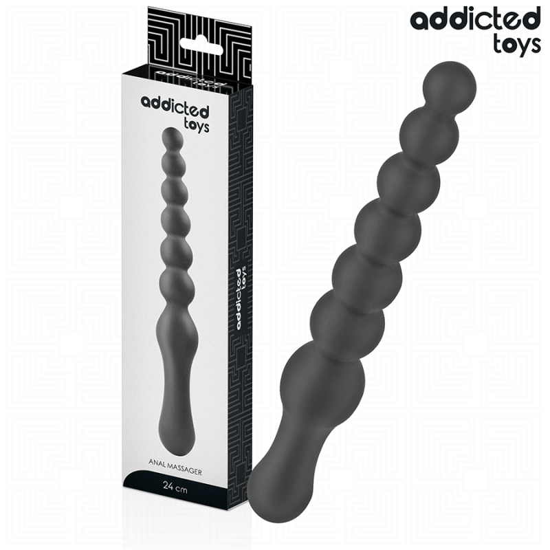 JUGUETES PARA ADICTOS - MASAJEADOR ANAL DOBLE DE SILICONA DE 24 CM