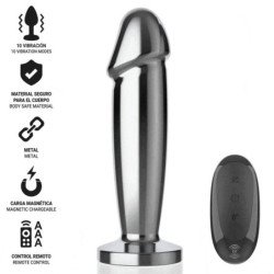 INTENSO - TAPÓN ANAL 10 VIBRACIONES DILDO METÁLICO CON CONTROL REMOTO S