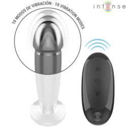 INTENSO - TAPÓN ANAL 10 VIBRACIONES DILDO METÁLICO CON CONTROL REMOTO M