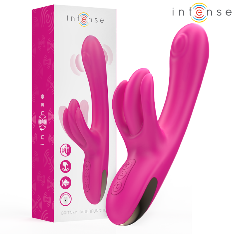 INTENSO - VIBRADOR MULTIFUNCIÓN BRITNEY CON FORMA DE CONEJO, 23 CM, ROSA