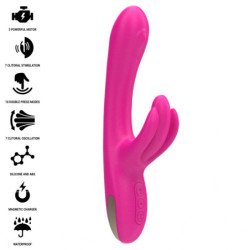 INTENSO - VIBRADOR MULTIFUNCIÓN BRITNEY CON FORMA DE CONEJO, 23 CM, ROSA