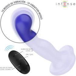 VIBRADOR INTENSO - CORTO CON VENTOSA Y CONTROL REMOTO AZUL