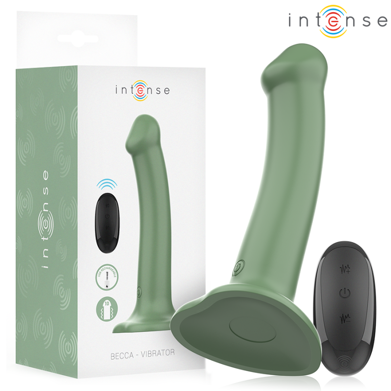 INTENSE - BECCA VIBRADOR CON VENTOSA 10 VIBRACIONES VERDE CONTROL REMOTO