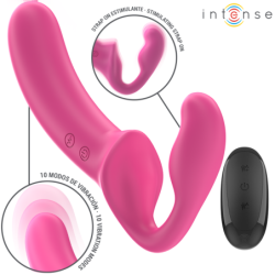 INTENSO - VIBRADOR DOBLE AMY DE 20 CM, ROSA, CON CONTROL REMOTO