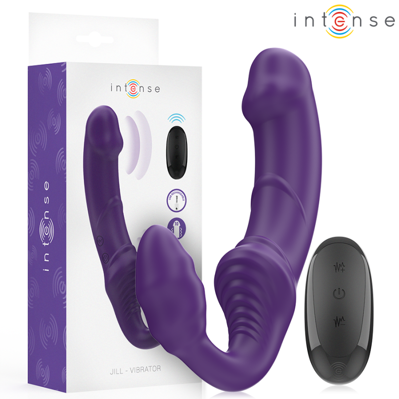 INTENSO - VIBRADOR DOBLE JILL DE 20 CM, COLOR MORADO, CON CONTROL REMOTO