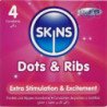 CONDONES PREMIUM SKINS - DOTS & RIBS, PAQUETE DE 4