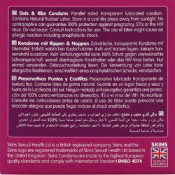 CONDONES PREMIUM SKINS - DOTS & RIBS, PAQUETE DE 4