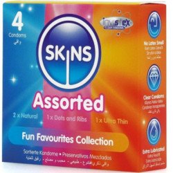 SKINS - PAQUETE DE 4 CONDONES PREMIUM SURTIDOS