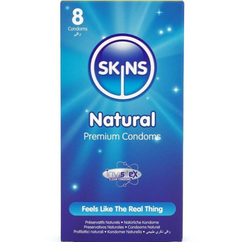 SKINS - PAQUETE DE 8 CONDONES NATURALES PREMIUM