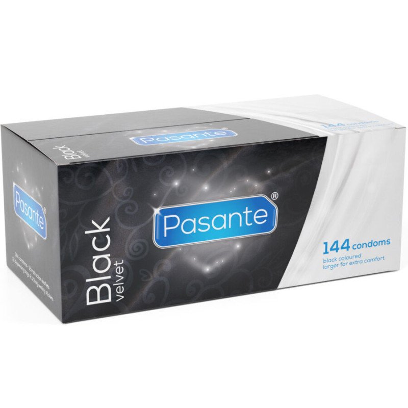PASANTE - PRESERVATIVOS DE TERCIOPELO NEGRO CAJA DE 144 UNIDADES