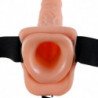 SERIE FETISH FANTASY - SERIE 7 STRAP-ON HUECO CON BOLAS 17,8 CM CARNE