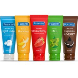 PASANTE - PACK LUBRICANTES SABORES VARIADOS 5 UDS X 15 ML